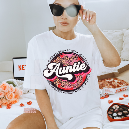 Auntie Leopard Print Graphic Tee – Loved Auntie Gift Apparel