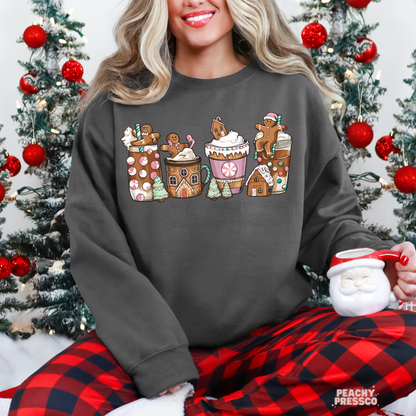 Gingerbread Cocoa Christmas Sweatshirt, Coffee Crewneck, Apparel