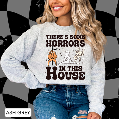 Funny There's Some Horrors In This House Halloween Graphic Shirt | Pumpkin, Ghost & Mummy Apparel