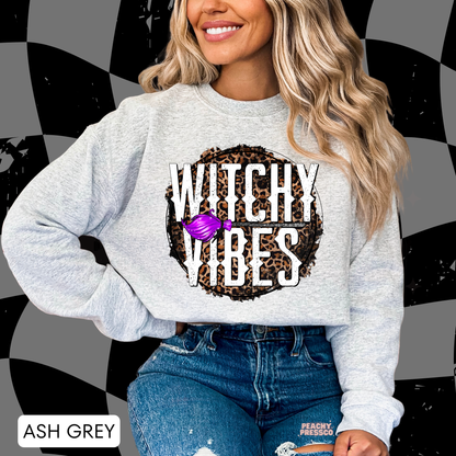 Leopard Print Witchy Vibes Shirt | Mystic Halloween Apparel