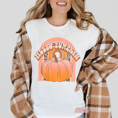 Hello Pumpkin Sweatshirt – Fall Leopard Print Letter Apparel