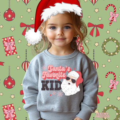Santa’s Favorite Kid (Pink) Christmas Sweatshirt – Cute Holiday Apparel
