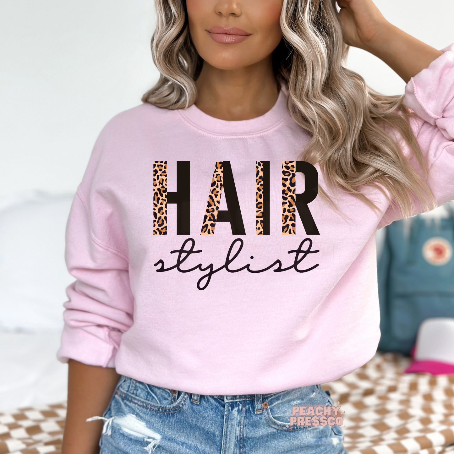 Hair Stylist Leopard Print Sweatshirt – Bold Animal Print Salon Crewneck