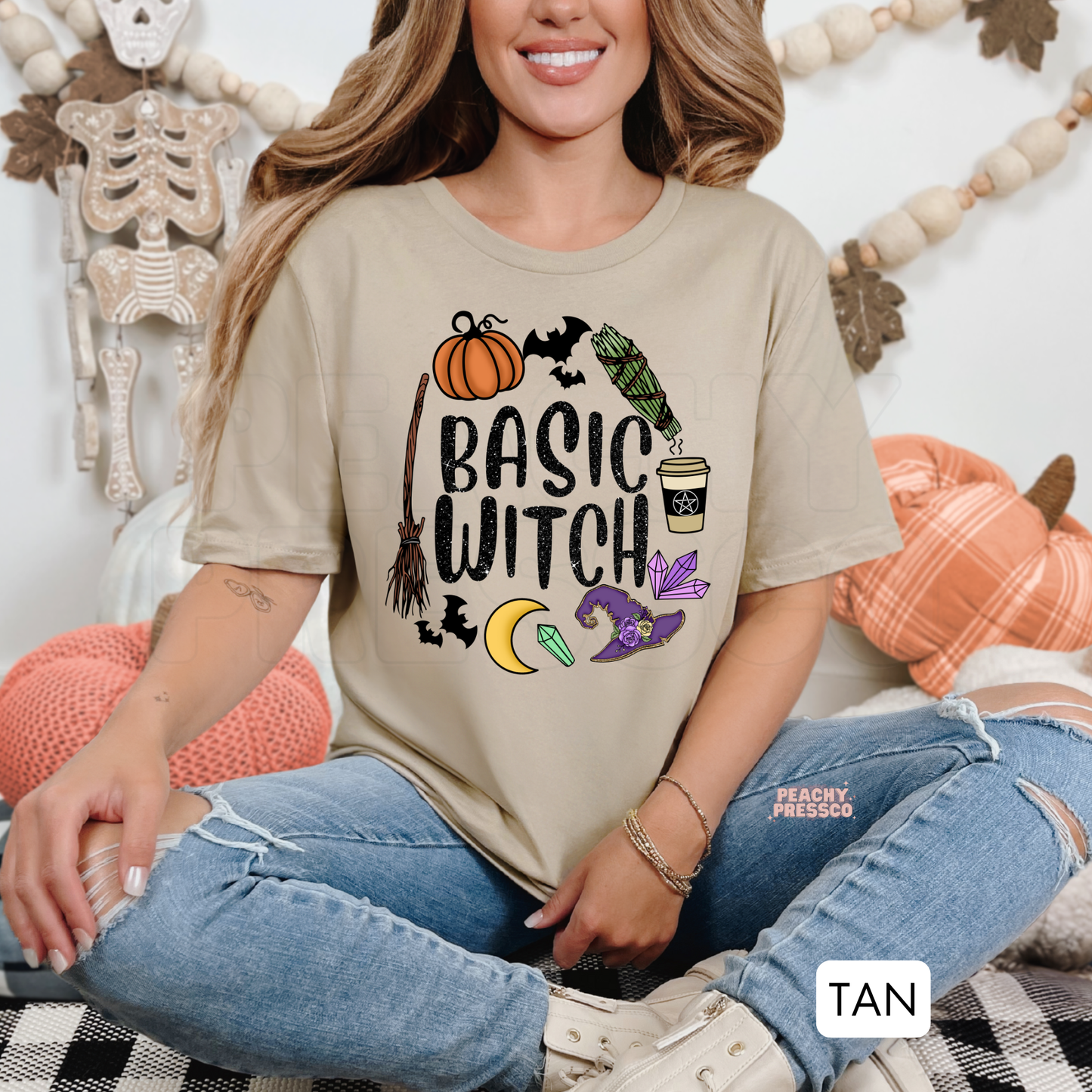 Basic Witch Halloween Shirt | Witchy Vibes, Pumpkins, Bats, Coffee, and Crystals, Apparel