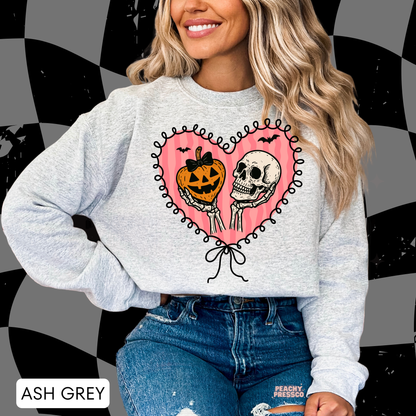 Pumpkin & Skull Heart Halloween Shirt | Cute Creepy Love Apparel