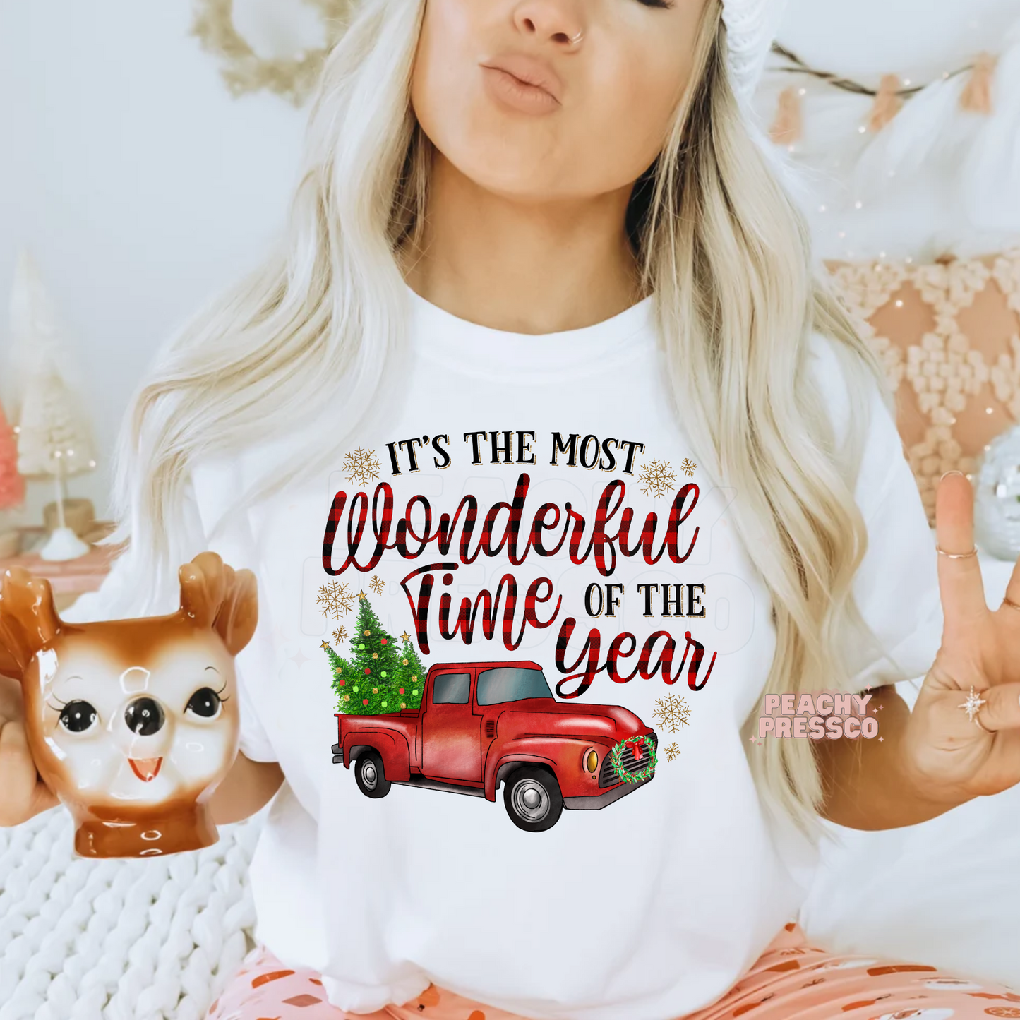 Red Truck Christmas Sweatshirt – Most Wonderful Time of the Year Holiday Pullover