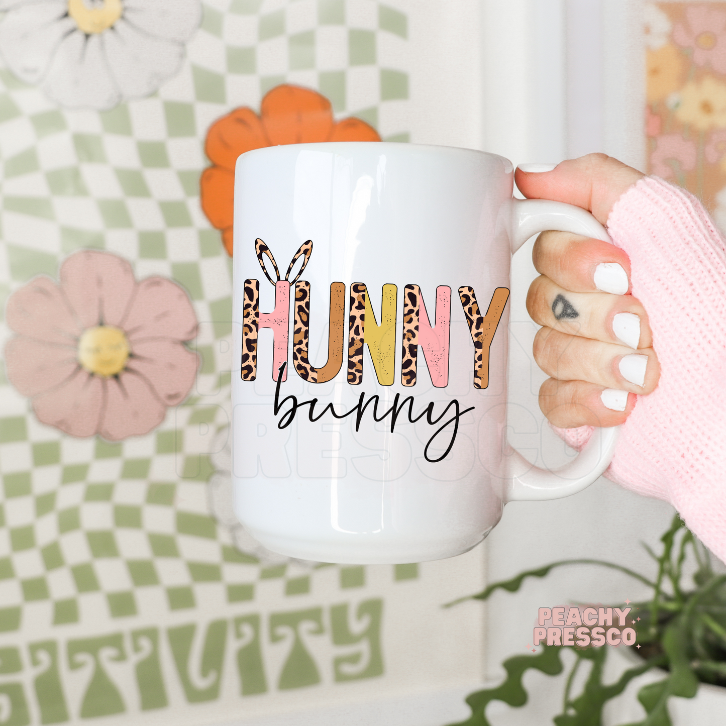 Hunny Bunny Mug – Leopard Print Pastel Easter Coffee Cup