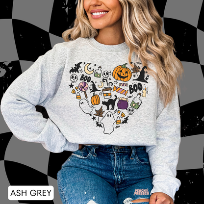Halloween Heart Doodle Shirt | Cute Ghosts, Pumpkins & Candy Apparel