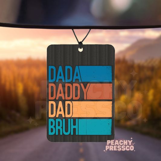 Funny Retro Dad Car Air Freshener – Dada Daddy Dad Bruh