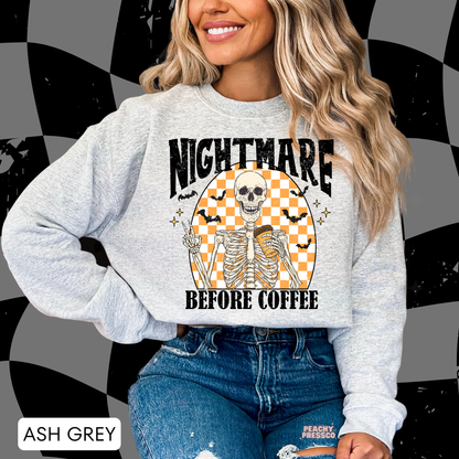 Nightmare Before Coffee Shirt | Skeletons, Bats and Caffeine Crewneck, Apparel