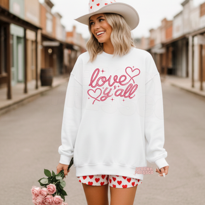 Love Y’all Sweatshirt | Cute Heart Script Western, Valentine’s Day Apparel