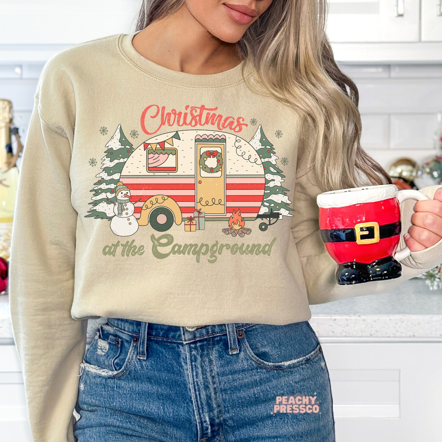 Christmas at the Campground Sweatshirt – Festive Camper Vibes, Apparel