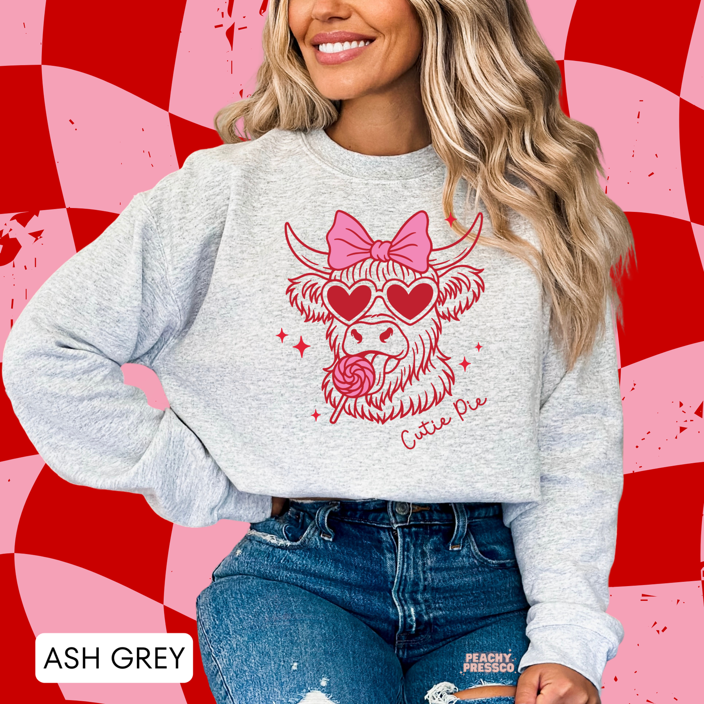 Cute Highland Cow Sweatshirt – Girly Cutie Pie Valentine’s Day Apparel