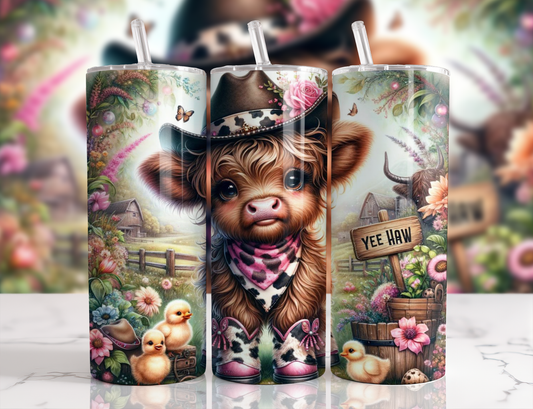 Cute Farm Baby Cow Tumbler – Western Yee Haw