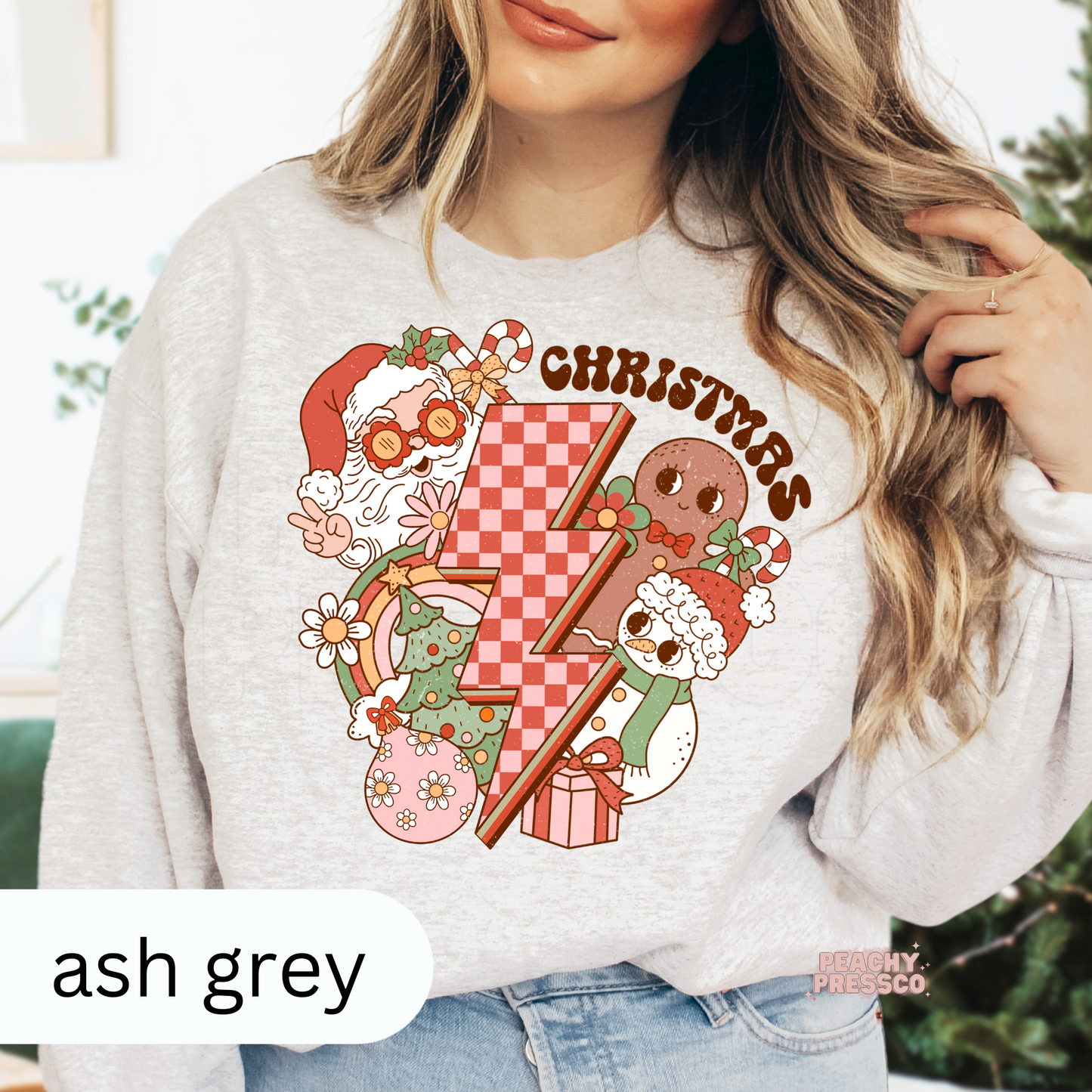 Retro Lightning Christmas Shirt – Funky Festive Apparel with Santa & Gingerbread