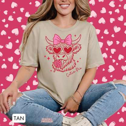 Cute Highland Cow Sweatshirt – Girly Cutie Pie Valentine’s Day Apparel