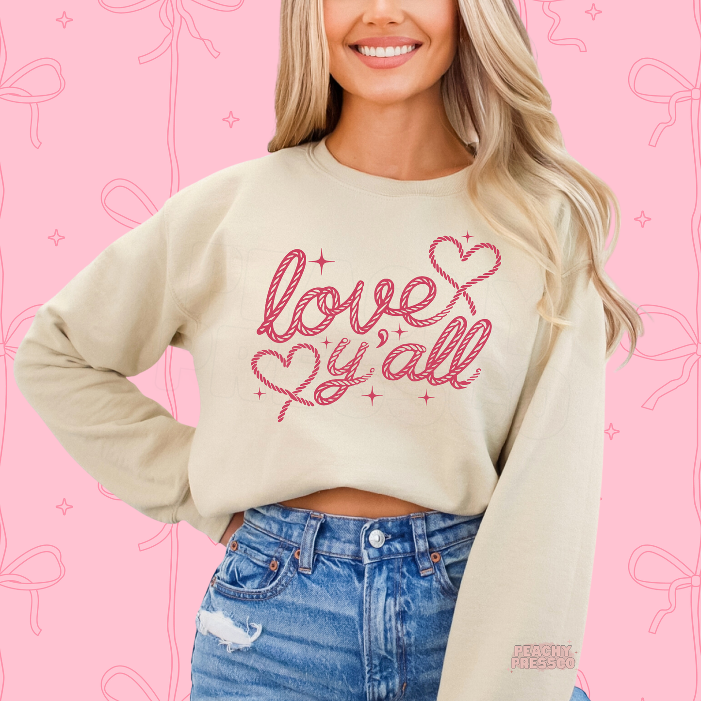 Love Y’all Sweatshirt | Cute Heart Script Western, Valentine’s Day Apparel