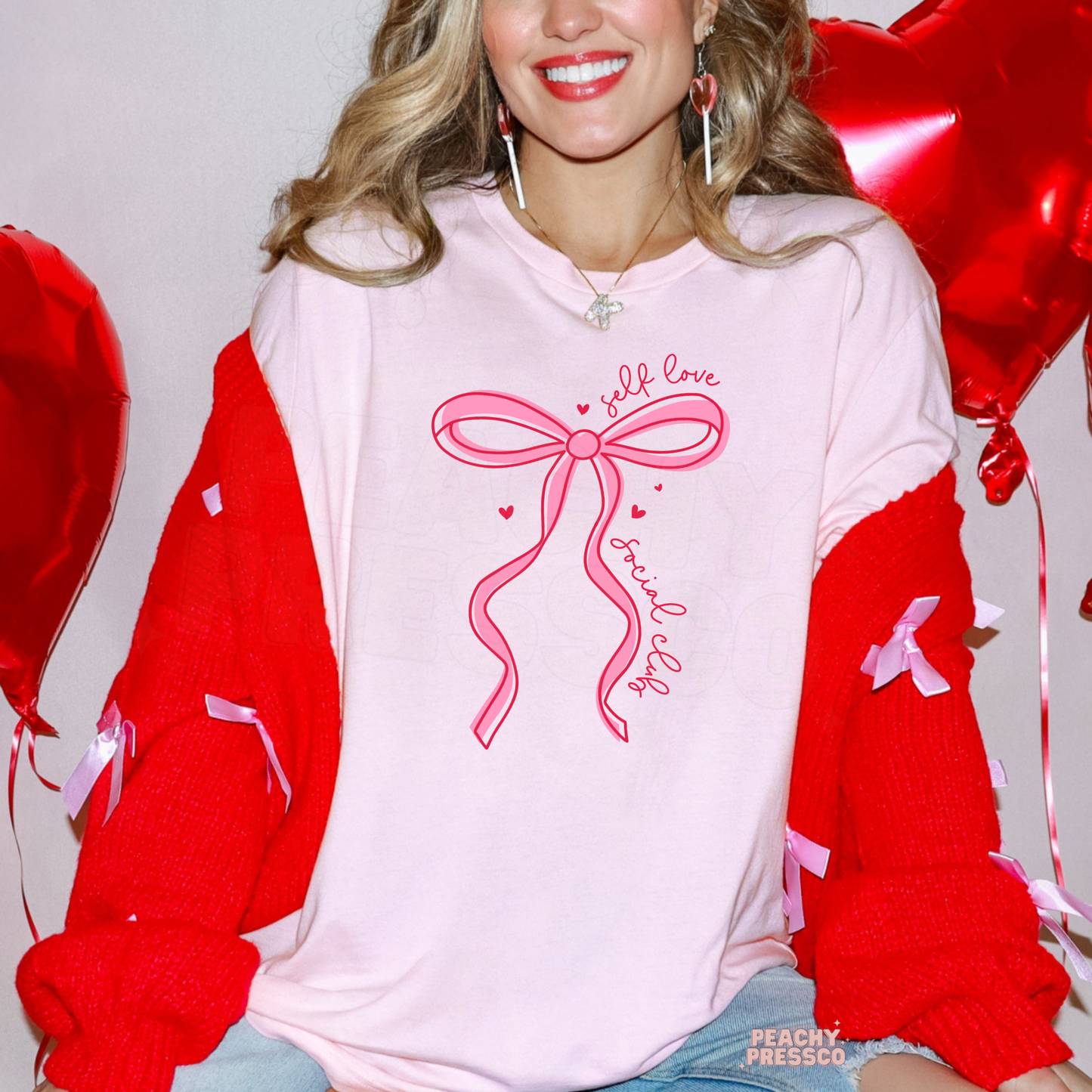 Self Love Social Club Sweatshirt | Cute Bow Valentine’s Day Apparel