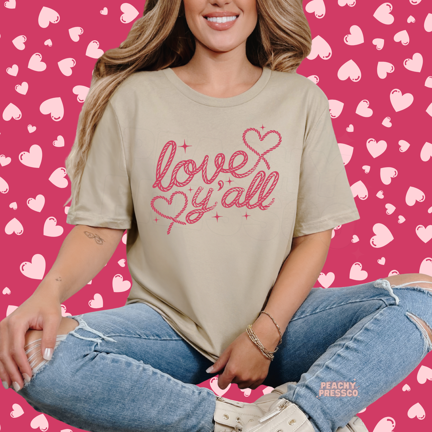 Love Y’all Sweatshirt | Cute Heart Script Western, Valentine’s Day Apparel