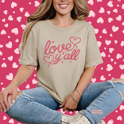 Love Y’all Sweatshirt | Cute Heart Script Western, Valentine’s Day Apparel