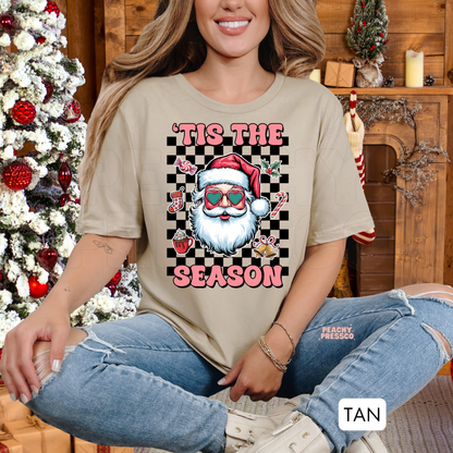 Checkered Santa Christmas Shirt | Retro Tis The Season, Holiday Apparel