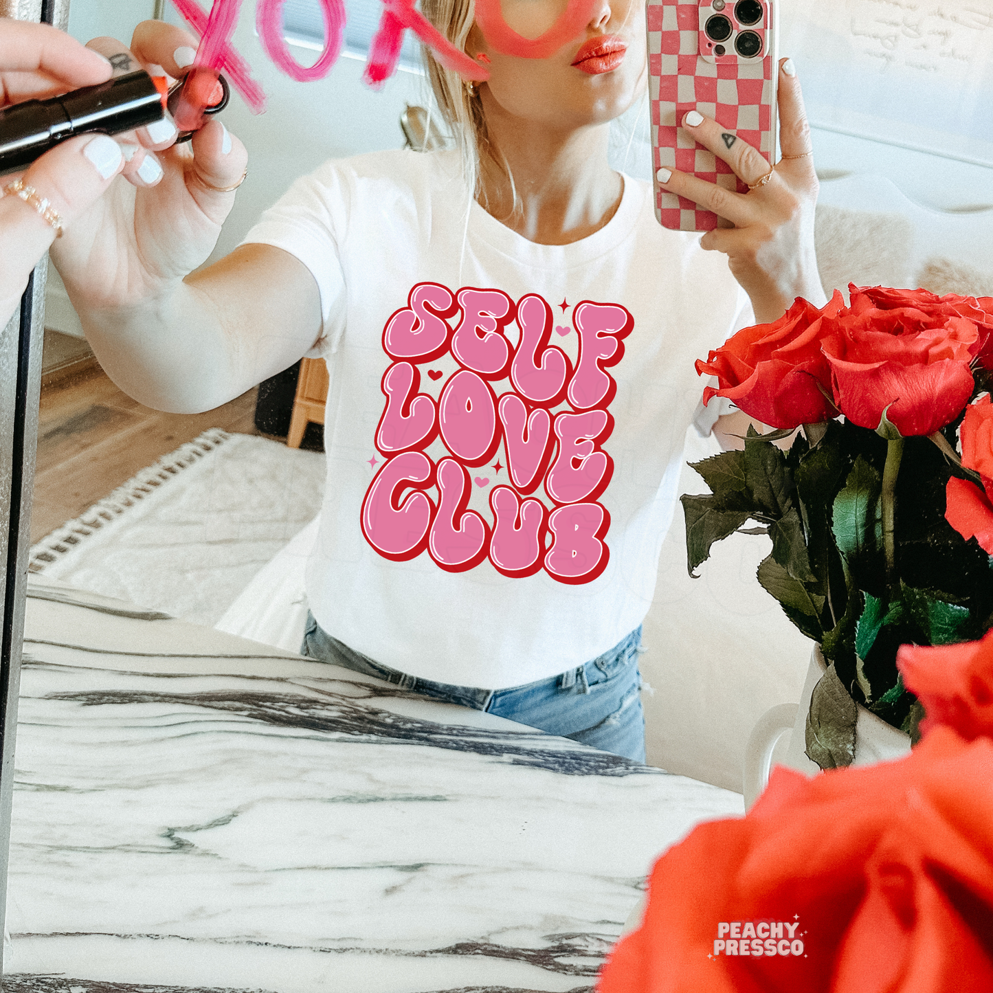 Self Love Club Shirt | Pink Retro Heart, Valentine’s Day Apparel