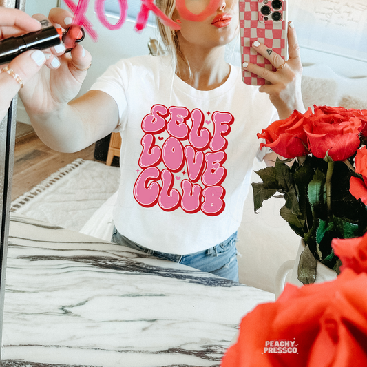 Self Love Club Shirt | Pink Retro Heart, Valentine’s Day Apparel