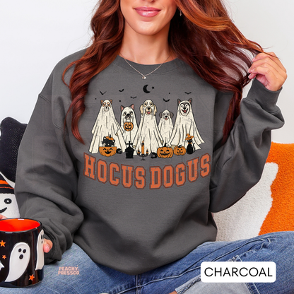 Hocus Dogus Halloween Shirt | Cute Dog Ghosts Crewneck, Apparel