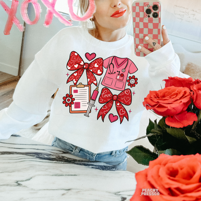 Nurse Valentine | Scrubs Bow Clipboard Heart, Valentine’s Day Apparel for Health Care Workers