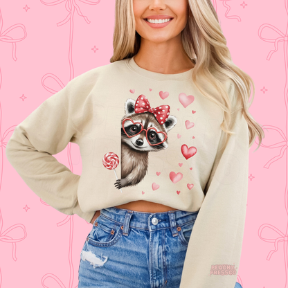Cute Heart Glasses Raccoon Shirt | Animal Love Valentine’s Day Apparel