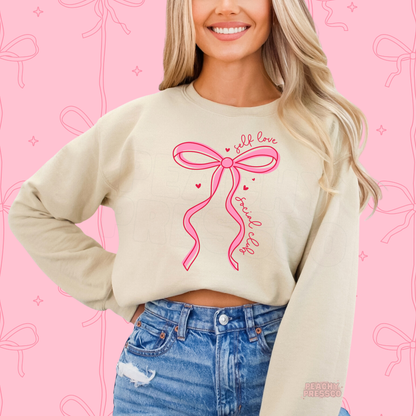 Self Love Social Club Sweatshirt | Cute Bow Valentine’s Day Apparel