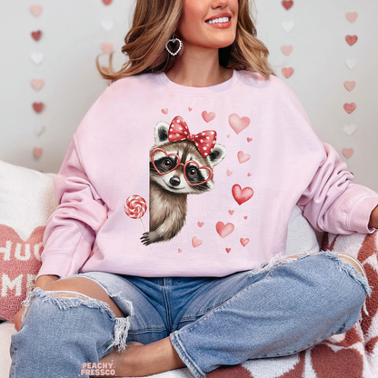 Cute Heart Glasses Raccoon Shirt | Animal Love Valentine’s Day Apparel