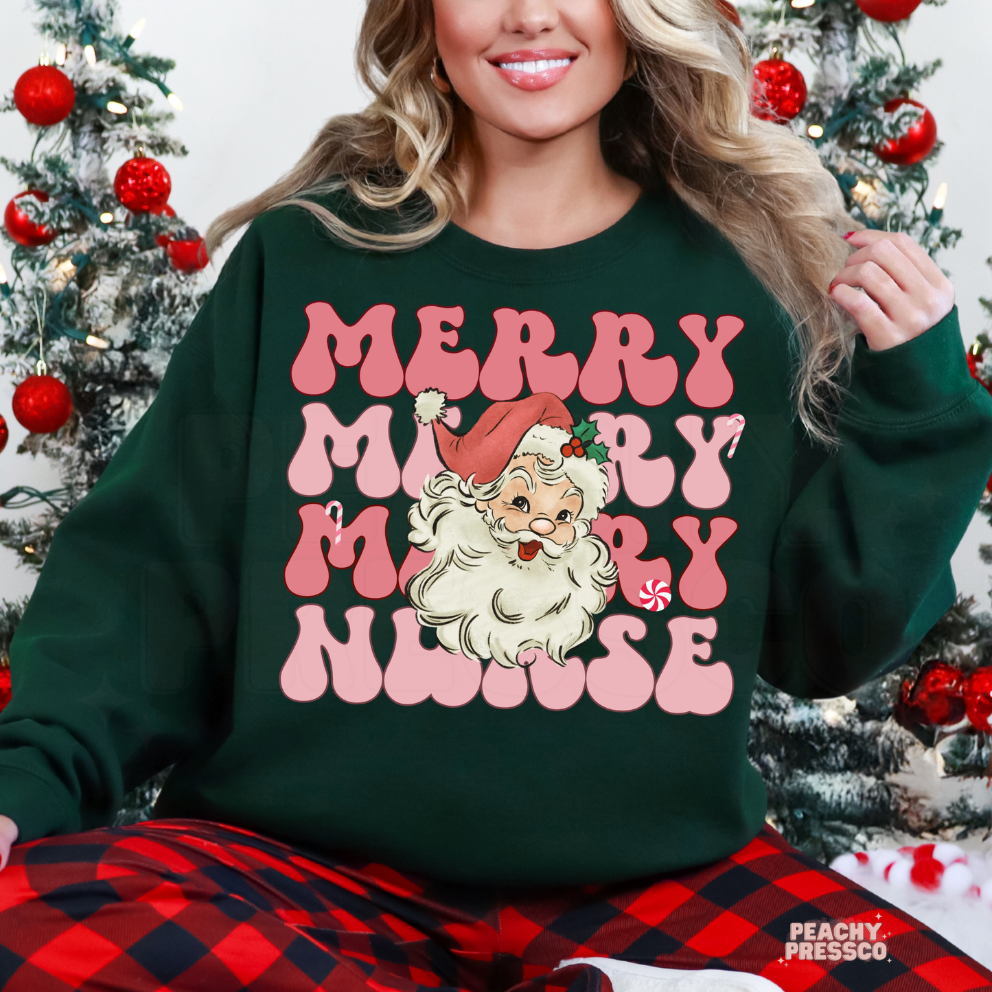 Retro Merry Merry Nurse Christmas Shirt – Santa Claus Holiday Apparel