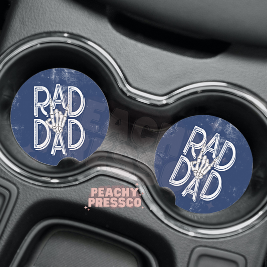 Rad Dad Car Coasters – Cool Skeleton Hand Set