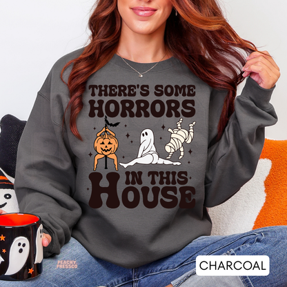 Funny There's Some Horrors In This House Halloween Graphic Shirt | Pumpkin, Ghost & Mummy Apparel