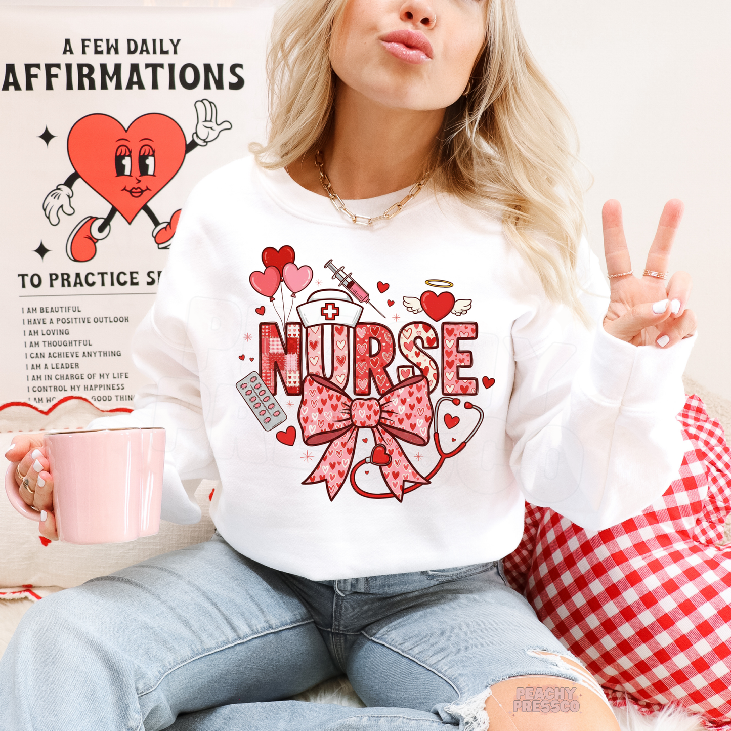 Cute Medical Heart Nurse Sweatshirt, Valentine’s Day Apparel for Health Care Workers