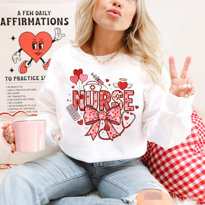Cute Medical Heart Nurse Sweatshirt, Valentine’s Day Apparel for Health Care Workers