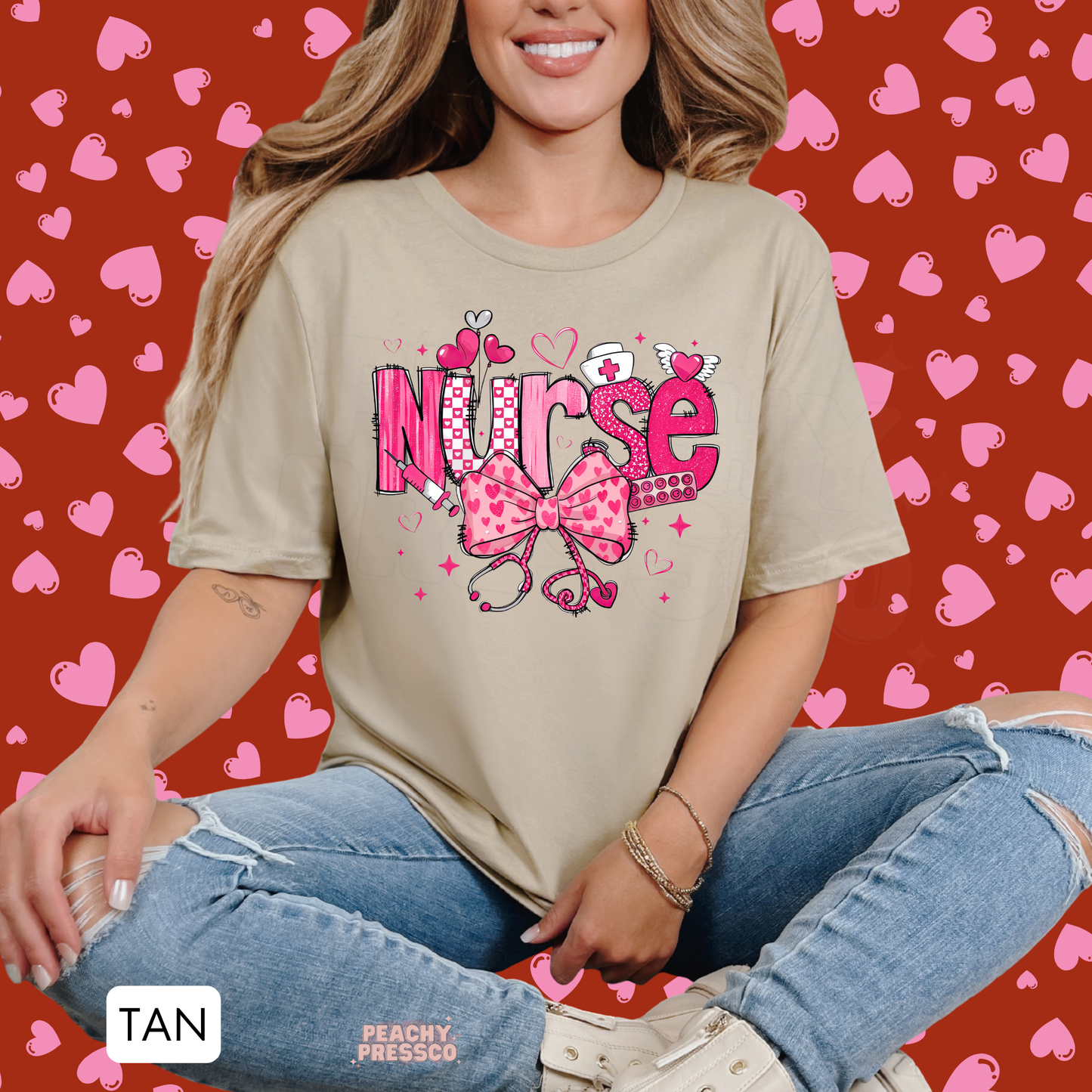 Nurse Sweatshirt for Health Care Workers | Cute Pink Bow Medical Valentine’s Day Apparel