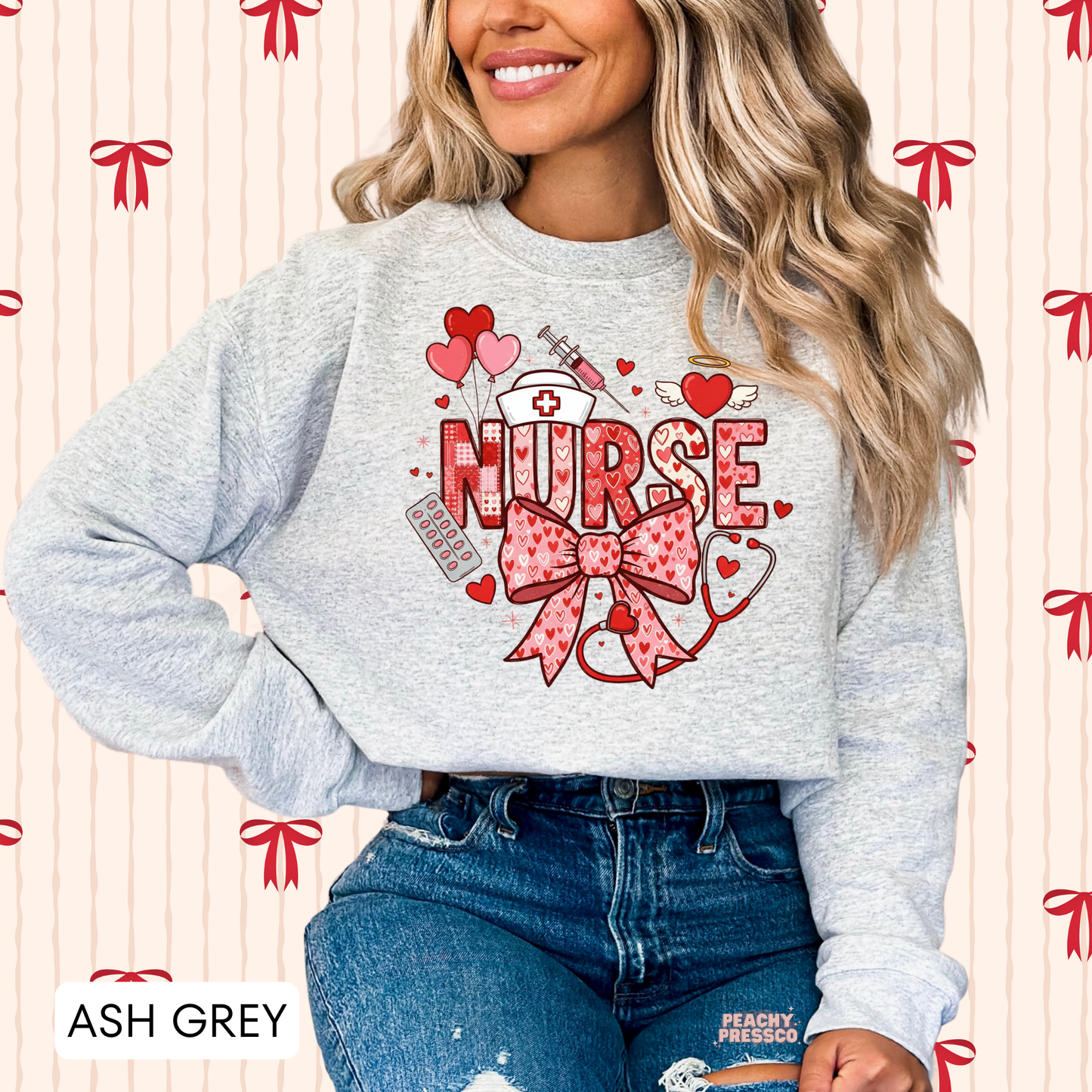 Cute Medical Heart Nurse Sweatshirt, Valentine’s Day Apparel for Health Care Workers