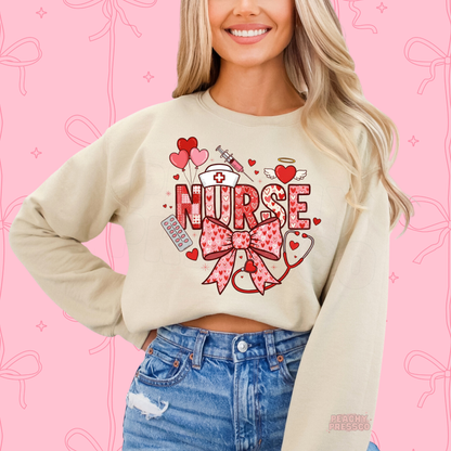 Cute Medical Heart Nurse Sweatshirt, Valentine’s Day Apparel for Health Care Workers