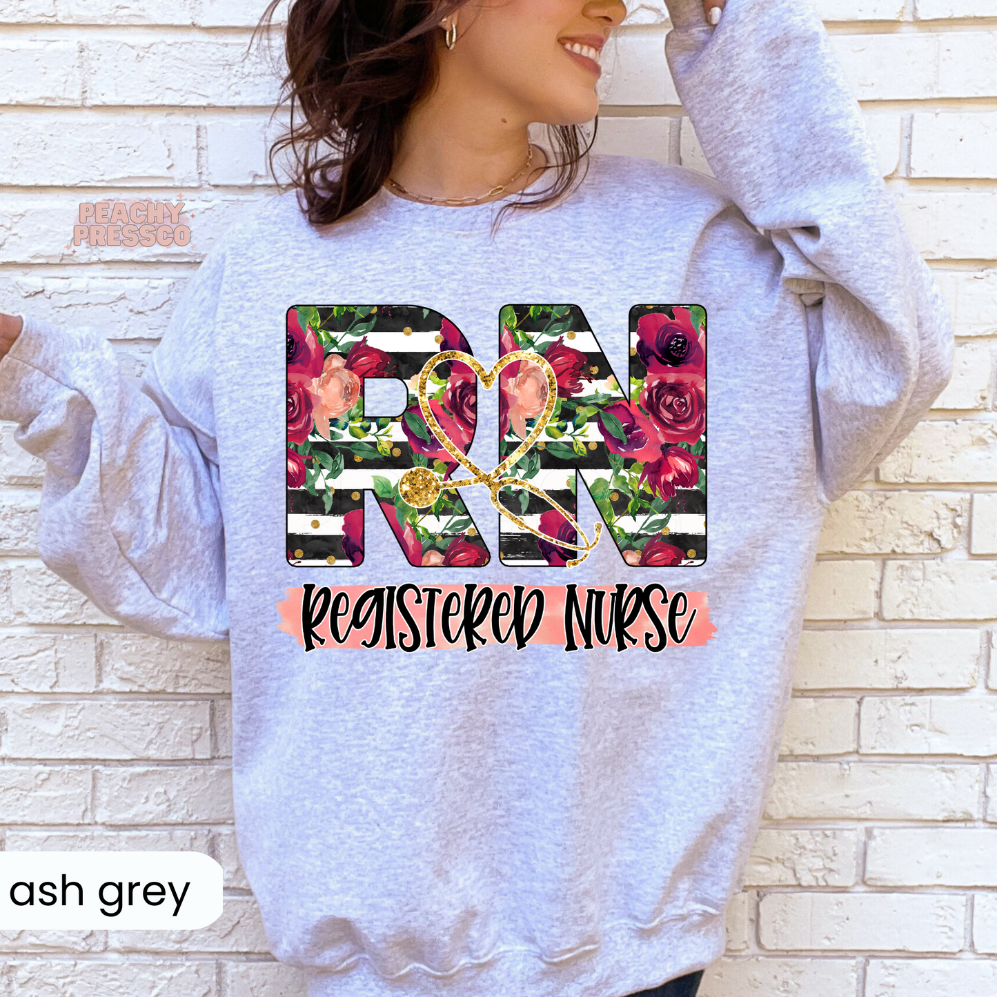 Floral Registered Nurse, RN - Crewneck, Apparel