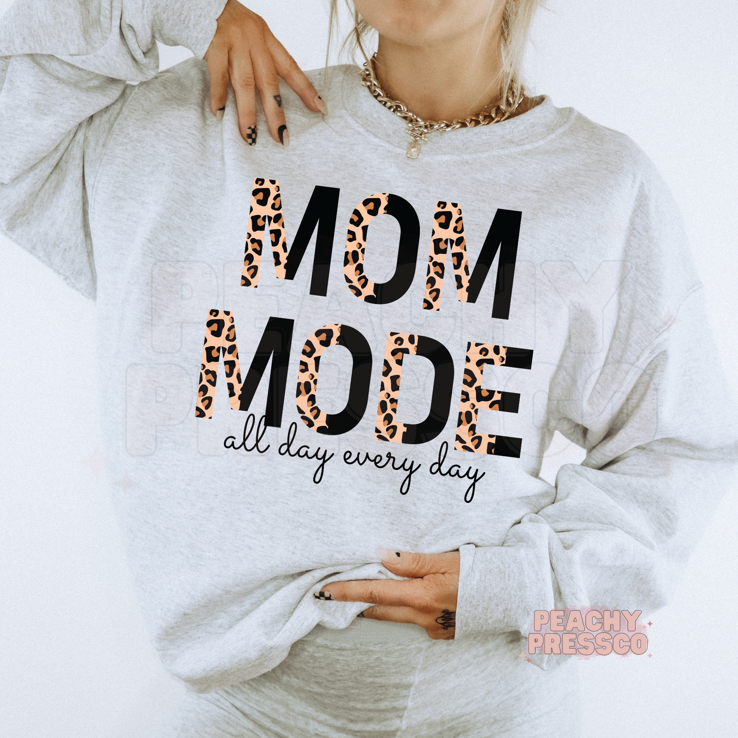 Mom Mode Sweatshirt – Leopard Print All Day Every Day Apparel