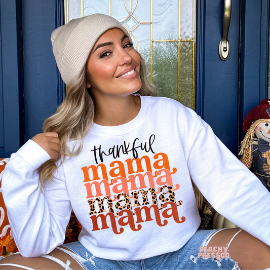 Thankful Mama Sweatshirt | Retro Leopard Fall Apparel
