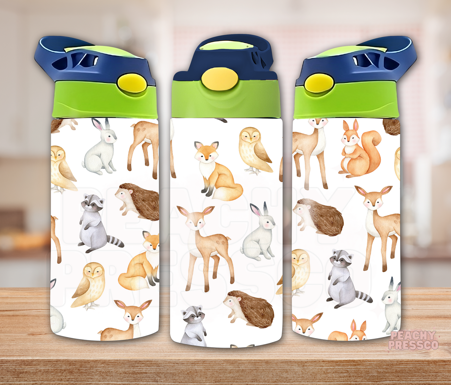 Personalized Woodland Animals Sippy Cup, Water Bottle – Custom Toddler Name Tumbler