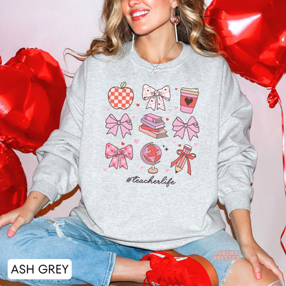Teacher Life Sweatshirt | Cute School Icons, Valentine’s Day Apparel