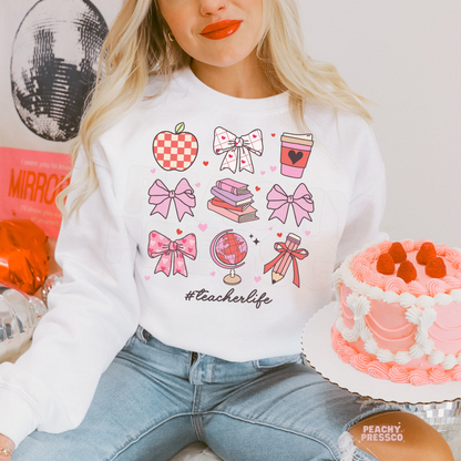 Teacher Life Sweatshirt | Cute School Icons, Valentine’s Day Apparel