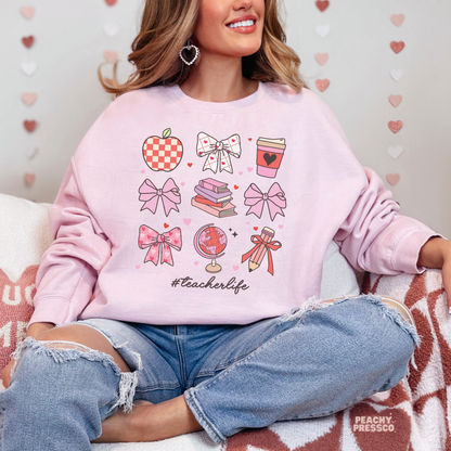 Teacher Life Sweatshirt | Cute School Icons, Valentine’s Day Apparel
