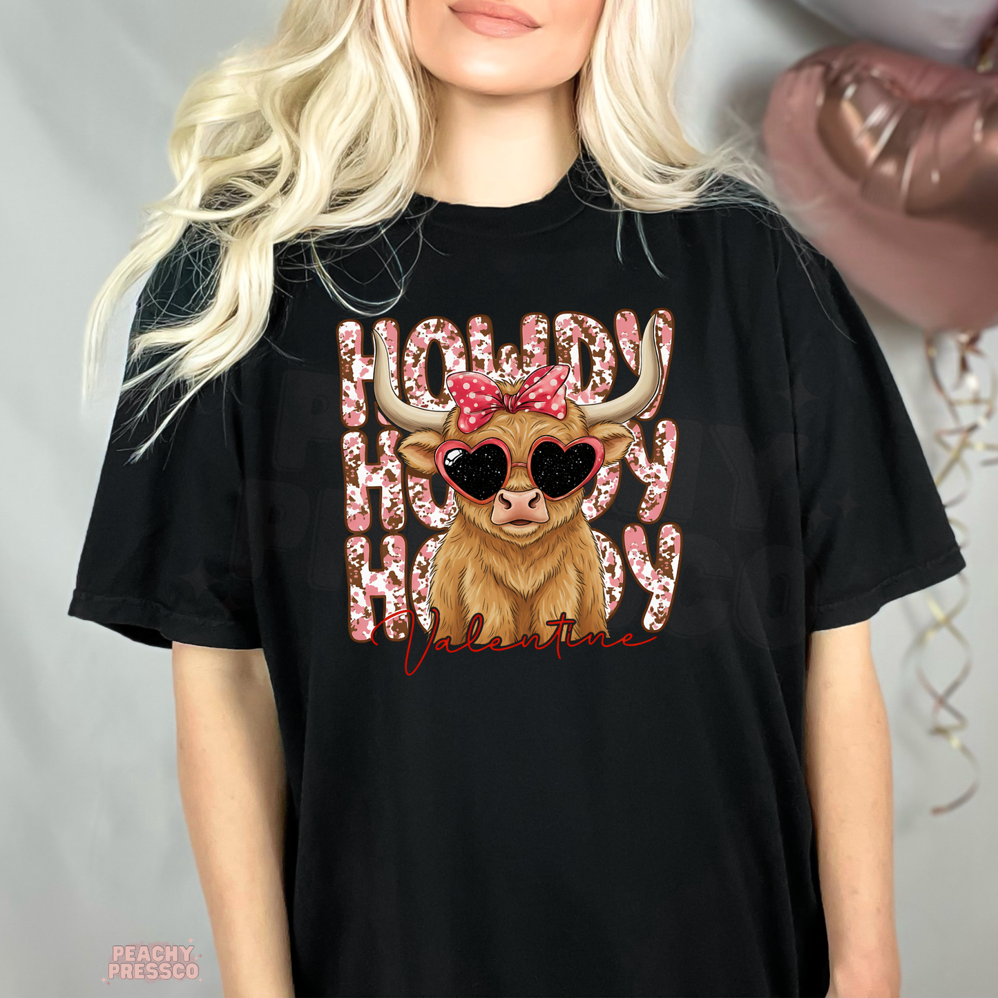 Howdy Valentine Highland Cow Shirt | Western Love Valentine’s Day Apparel