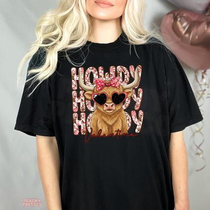 Howdy Valentine Highland Cow Shirt | Western Love Valentine’s Day Apparel