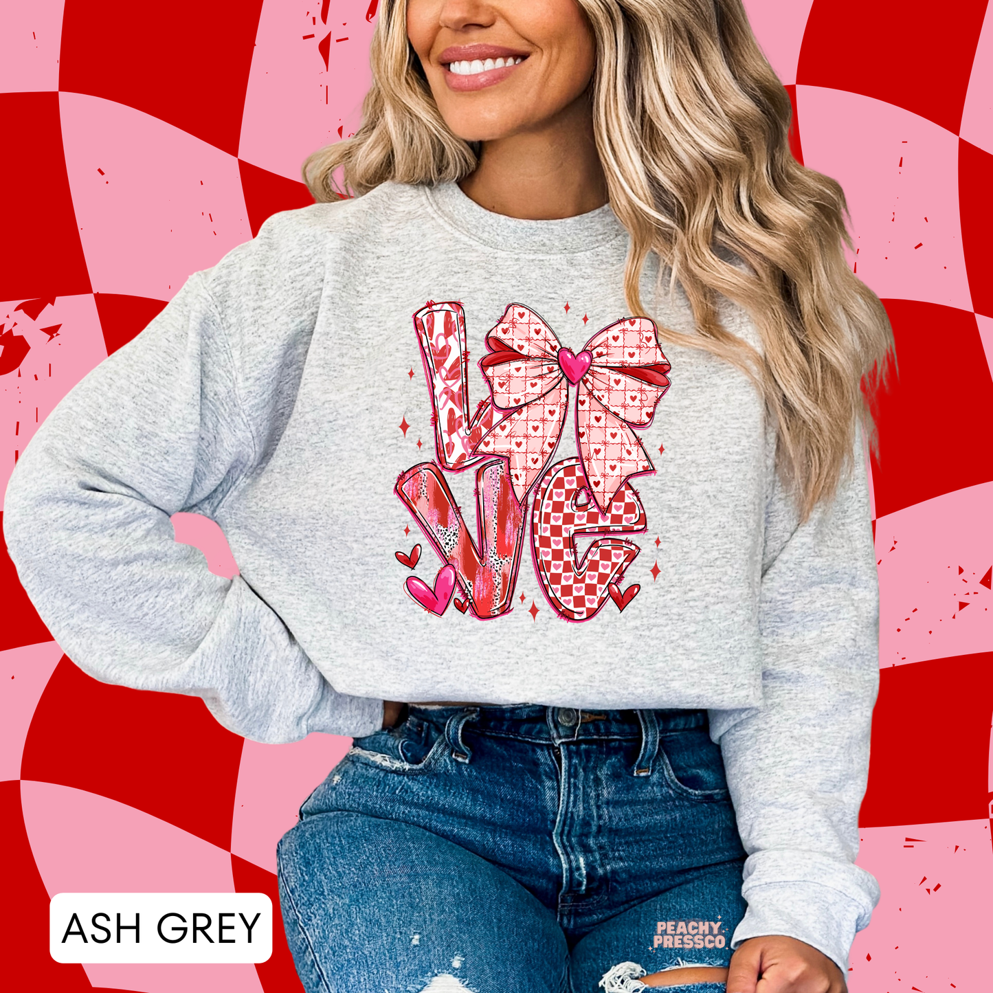 LOVE Bow Shirt – Cute Pink Heart, Valentine’s Day Apparel